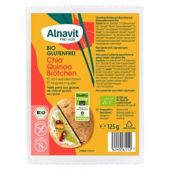 Alnavit Chia-Quinoa Afbakbroodjes Glutenvrij Bio 2 x 62,5 g