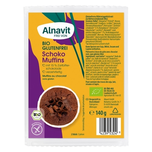 Alnavit Chocolademuffins Glutenvrij Bio 2 x 70 g