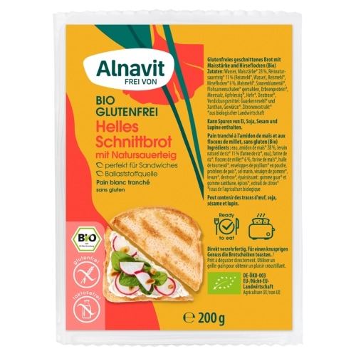 Alnavit Wit Toastbrood Glutenvrij Bio 200 g