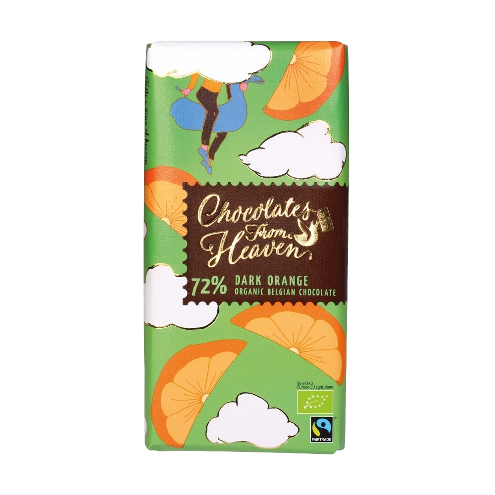 Chocolates From Heaven Pure Chocoladetablet 72% Sinaasappel Bio / Fair 100 g