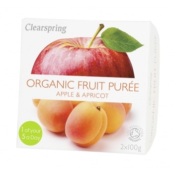 Clearspring Appel-Abrikozenpuree Bio 2 x 100 g