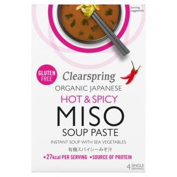 Clearspring Bruine Miso Soeppasta Spicy Bio 4 x 15 g
