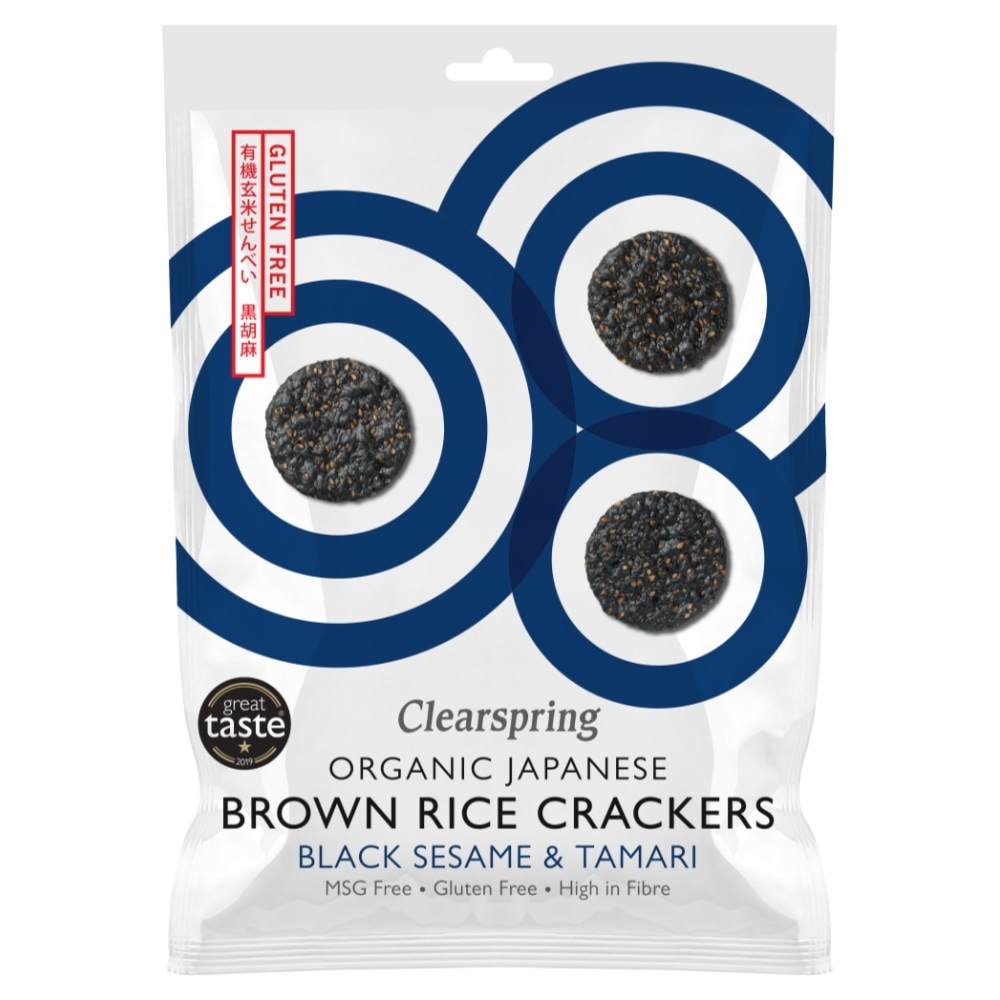 Clearspring Japanse Rijstzoutjes Zwarte Sesam-Tamari Bio 40 g