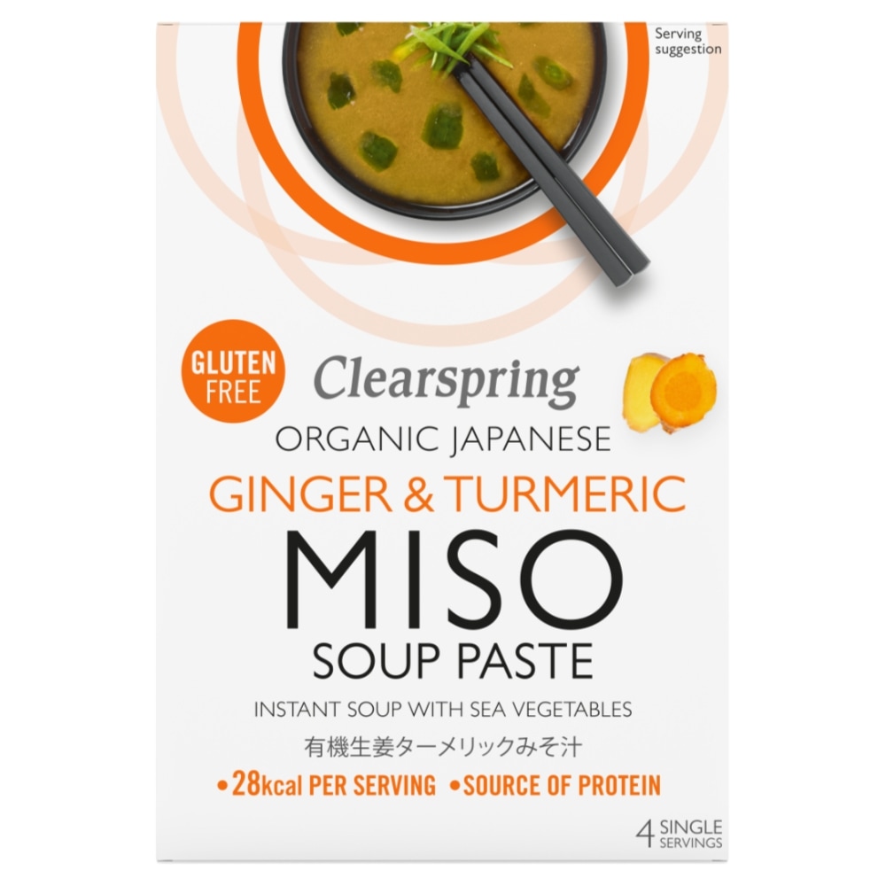 Clearspring Witte Miso Soeppasta Gember-Kurkuma Bio 4 x 15 g